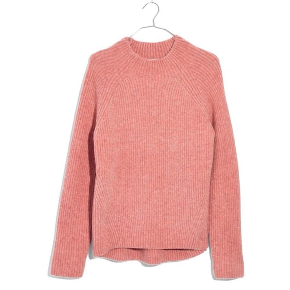 Madewell Wool Blend Ribbed Mock Neck Knit Sweater In Mauve Women’s XS